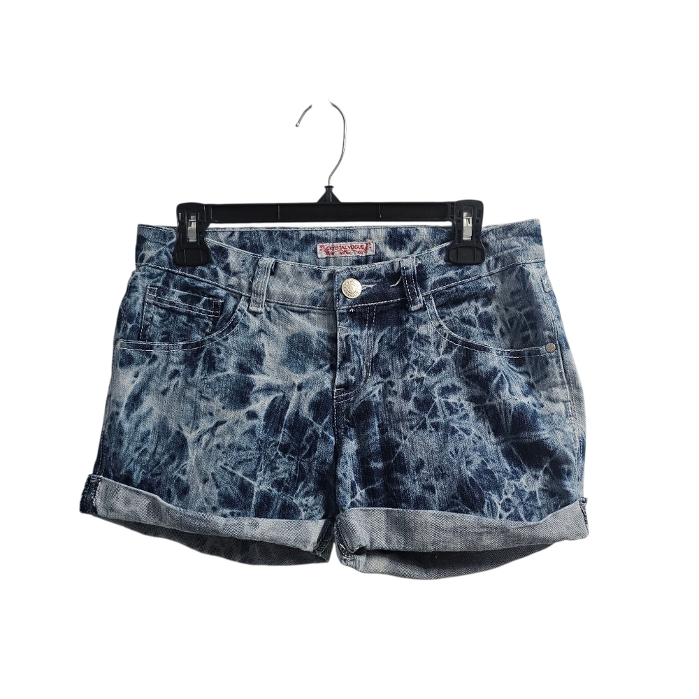 Crystal Vogue Vintage y2k Tie Dye Acid Wash Jean Shorts Size 13 Low Rise